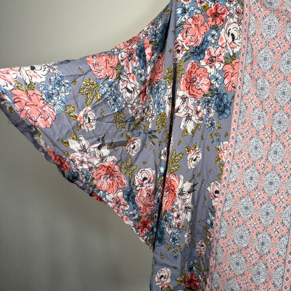 Angie Mixed Pattern Floral Boho Open Front Kimono Cardigan Medium - Picture 9 of 12